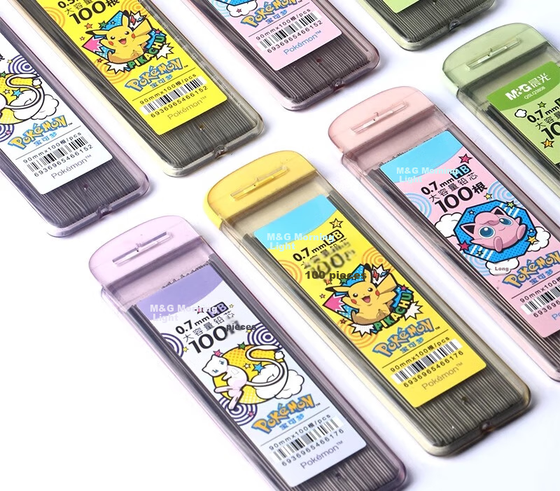 M&G Stationery Pokemon Mechanical Pencil Refills, HB/0.7mm Resin Lead, Large Capacity Lead Refill Box, 100 Pieces/box, Single Box QSLQ3808 Essential for Exams 3