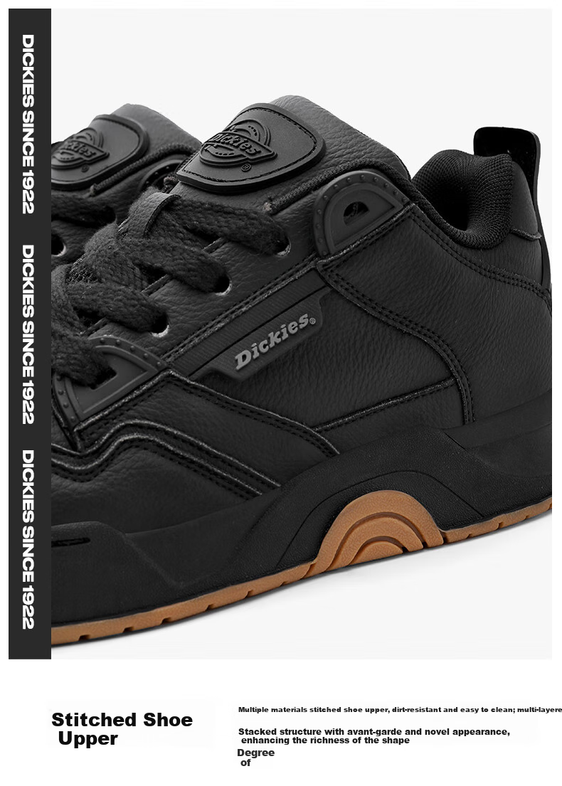 Dickies Men's Casual Sneakers, Breathable Versatile Height-Increasing Shoes, 74B All Black, Size 39 5