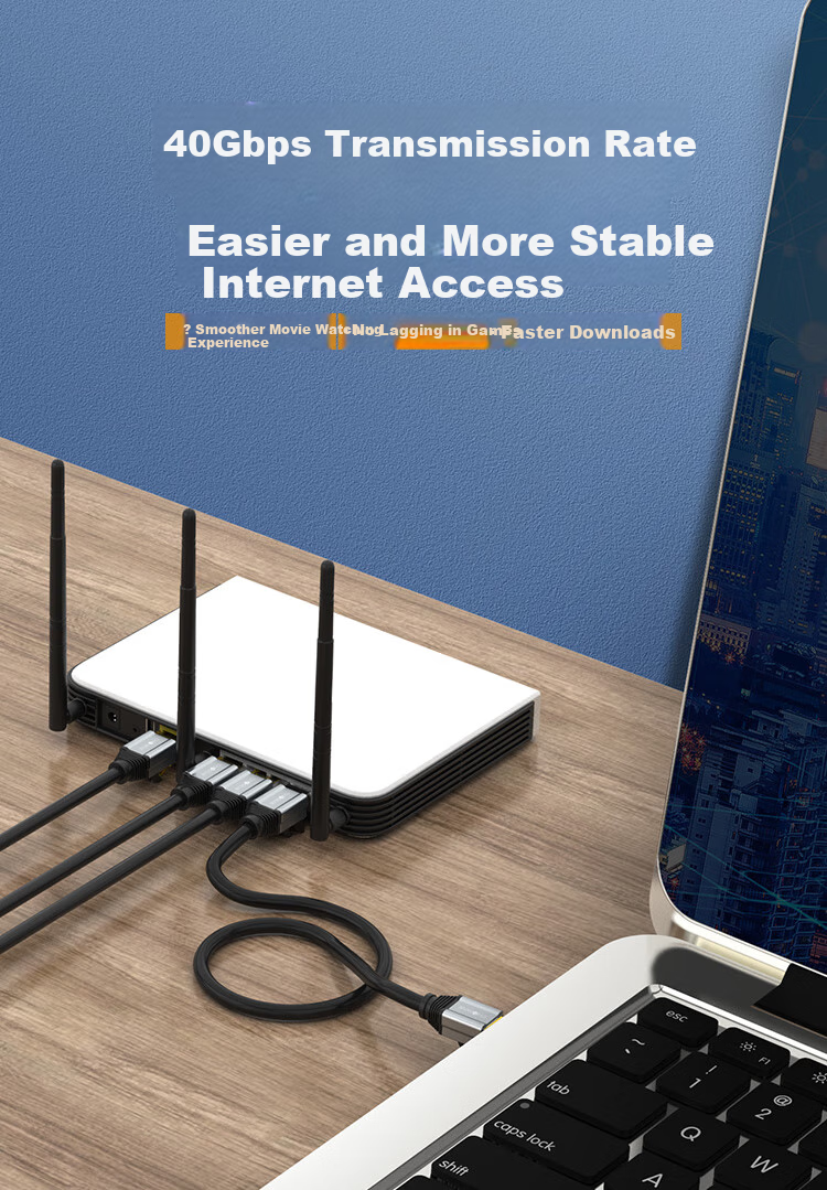 CHOOSEAL (CHOSEAL) Cat8 Ethernet Cable, 10 Gigabit Network 8-Core Twisted Pair Cable, Engineering Home Gaming Computer Broadband Finished Connection Wire Jumper, 20 Meters QS582AT20 5