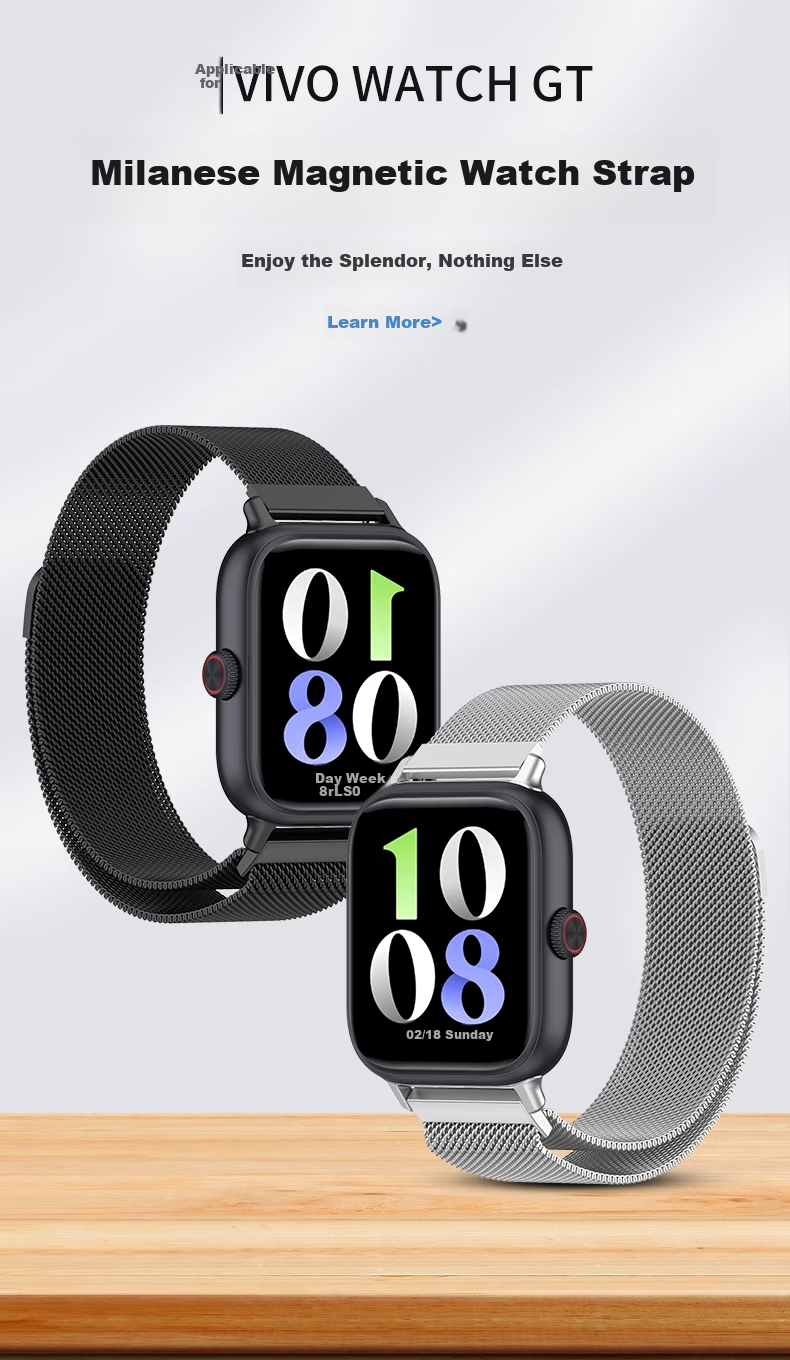 CHENSONG Compatible Magnetic Watch Band for Vivo/iqoo WATCH GT Milanese Loop, Universal for Bluetooth Version/ESIM Version, Smartwatch Replacement Strap 1