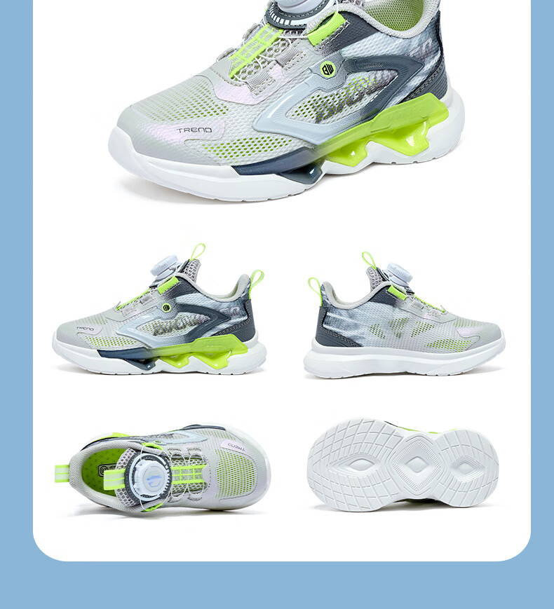 Bumblebee Boys' Sports Shoes Summer Boys' Mesh Breathable Sneakers D112521033 Gray Green Size 30 2