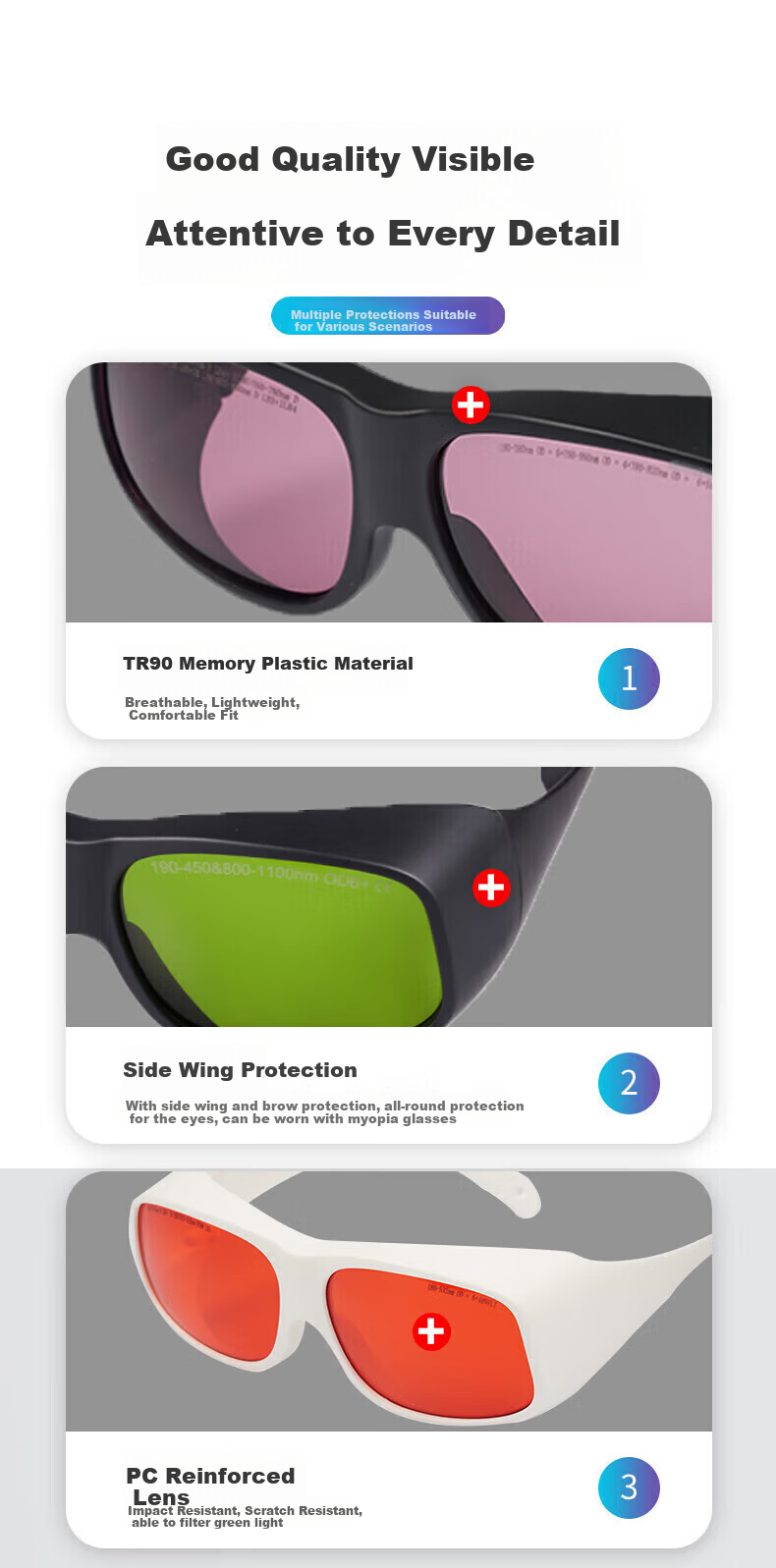 GOL-SIV® Laser Safety Goggles, 200-2000nm Industrial High-Intensity Anti-Laser Marking, Laser Protective Eyewear, Pulse Beauty Hair Removal Photon Skin Rejuvenation, 1 Pair 7