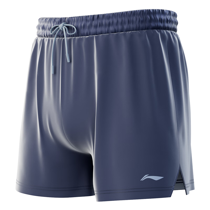 Li-Ning Men's Beach Shorts, Quick-Dry Swimming Trunks, Suitable for Water Activities, Loose-Fitting, Minimalist Design, Hot Spring Swimwear, 0303 Gray-Purple, XL Size