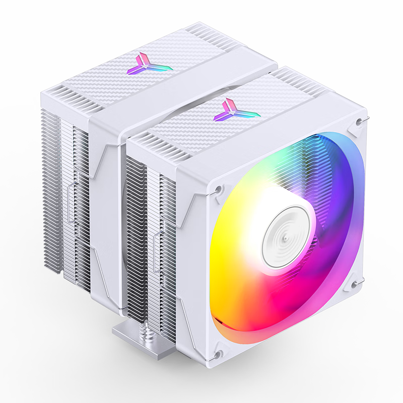 JONSBO CR-3000E ARGB Version White Model, CPU Air Cooler (Dual Tower Dual Fan / Nickel-Plated 6 Heat Pipes / 5V ARGB Lighting Effects / PWM / Multi-Platform / Thermal Paste Included)