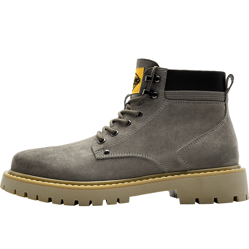 HLA Martin Boots, Men's Shoes, Yellow Work Boots, HAAGZM4ABZ0555, Gray Fleece-Lined Style, Size 38