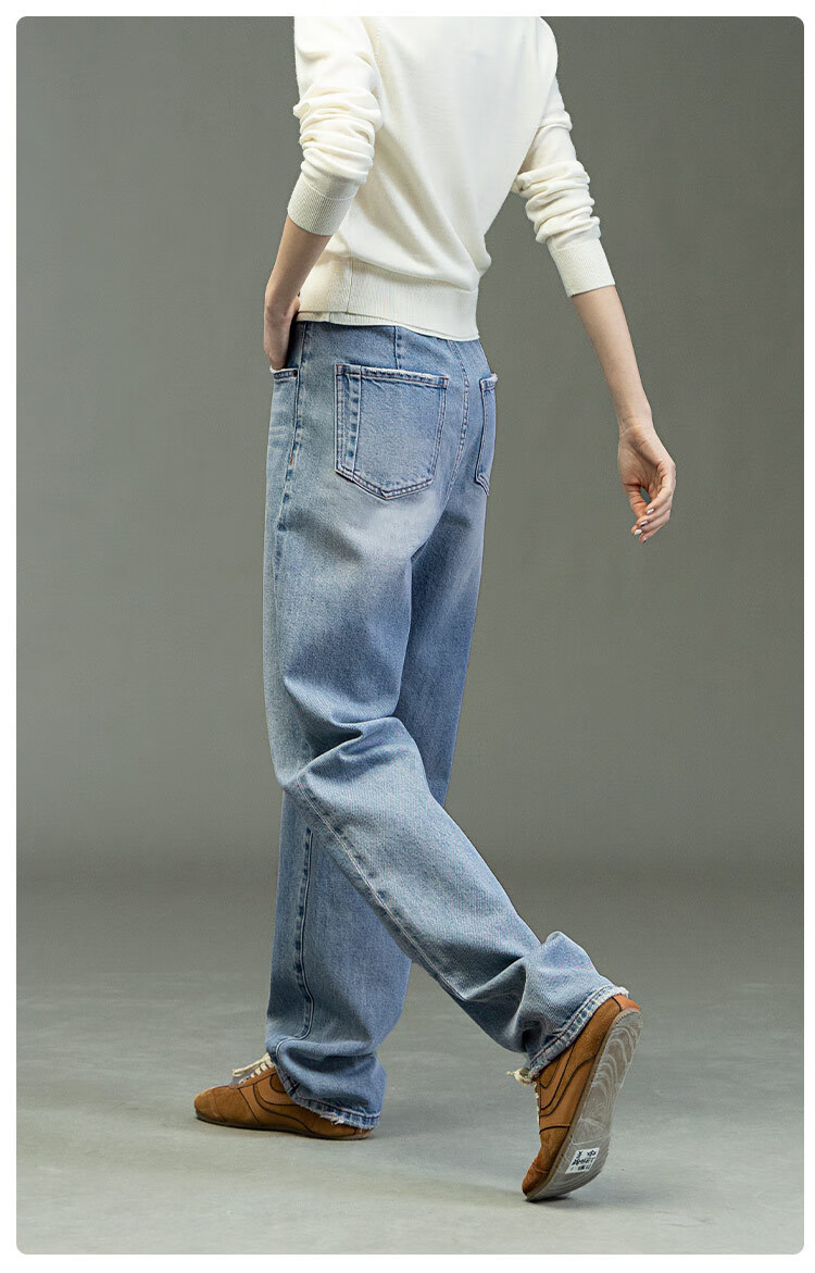 Dme [Jinjiang Luobo Pants] Spring 2025 New Vintage Gradient Washed Blue High-Waisted Slimming Harem Pants for Wome 7
