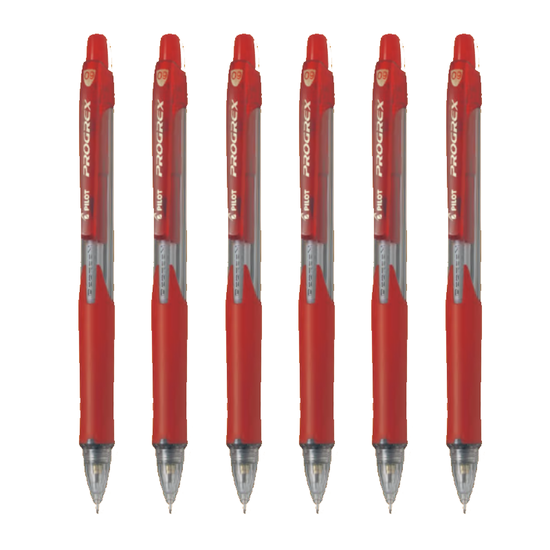 PILOT Elementary School Mechanical Pencil for First Grade Exams, Children's Kindergarten Beginner Stationery, Writing Pen with Eraser Tip H-129 0.9mm Red 6-Pack