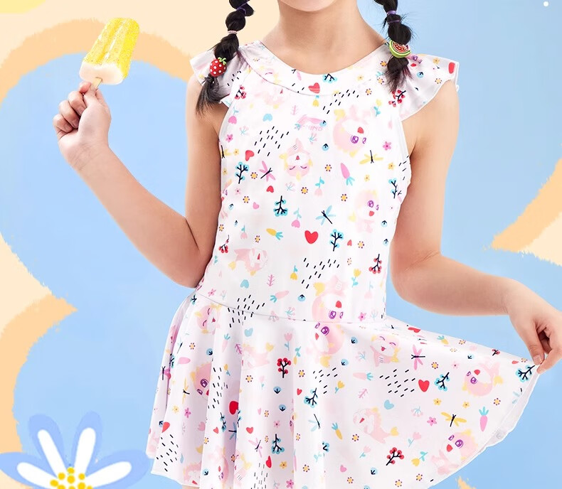Li-Ning Children's One-Piece Swimsuit, Cute Princess-Style Swimwear for Girls, Sun Protection Swimwear 2
