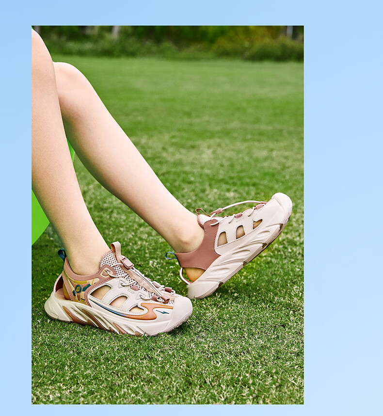 ERKE Kids Drawstring Sandals Boys and Girls Breathable Summer Beach Shoes Pure Pink/Lotus Color Size 34 13