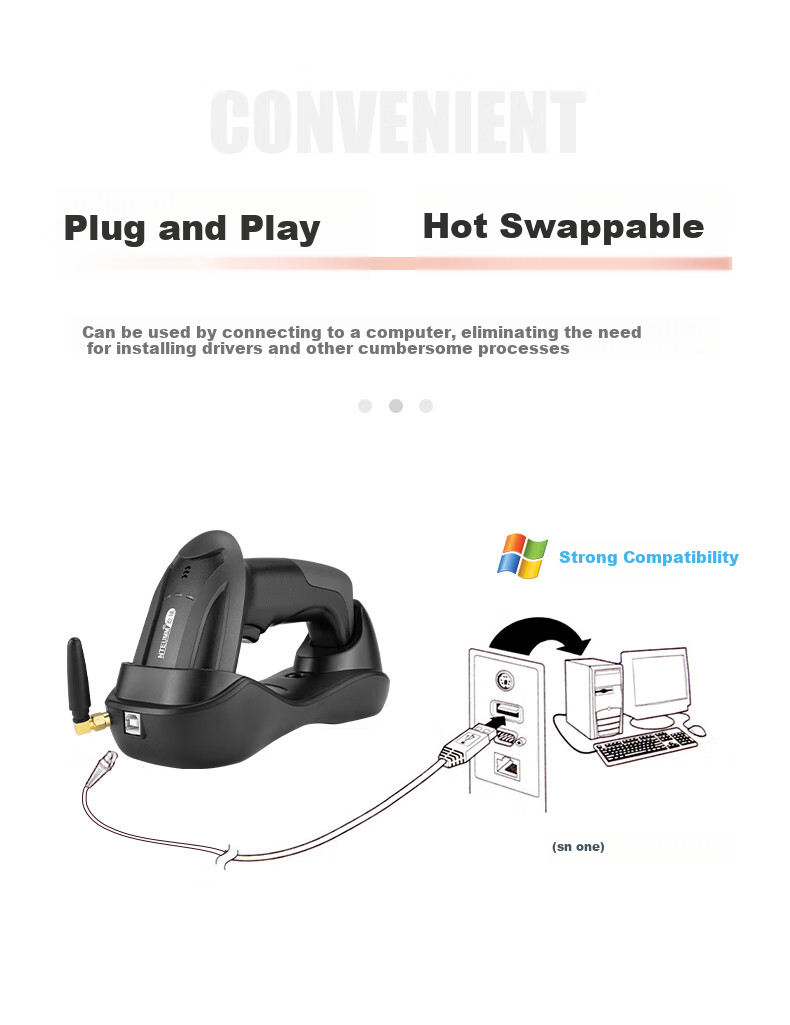 NTEUMM Wireless 1D Barcode Scanner Gun, Supermarket Cashier Payment Scanner Gun, Warehouse Express Barcode Scanner Gun Universal for Barcodes, Financial Invoice Scanner H3 6