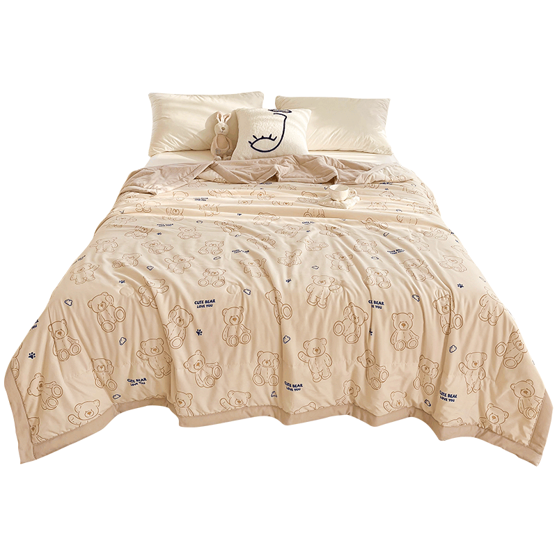 KING SHORE Summer Cooling Quilt, Class A Antibacterial Fiber Spring And Autumn Quilt, Summer Thin Quilt, Air Conditioning Quilt Insert, 200*230cm, Bear Patter