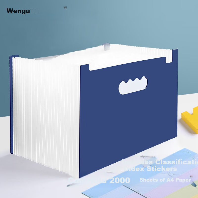 Wengu File Folder Organizer, A4 Accordion Style, 25 Compartments, Essential for Back-To, Student Stationery, Multi-Layer Separation, Office Meeting Materials, Exam Paper Classification, Vertical Handheld Large Capacity, Dark Blue