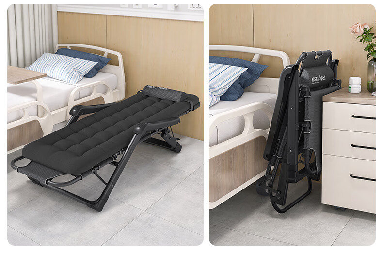 Restar Folding Bed Lounger, Office Nap Bed, Hospital Companion Care Folding Chair, Seatable And Reclining Chair with Cotton Pad 7