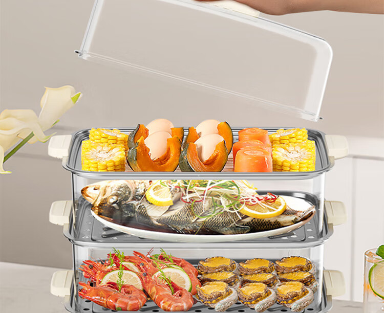 Joyoung 22L Three-Layer Large Capacity Electric Steamer Pot with Dual Rotary Timer And Heat Control, Breakfast Pot, Steamed Bun Pot DZ220HG-GZ536 8