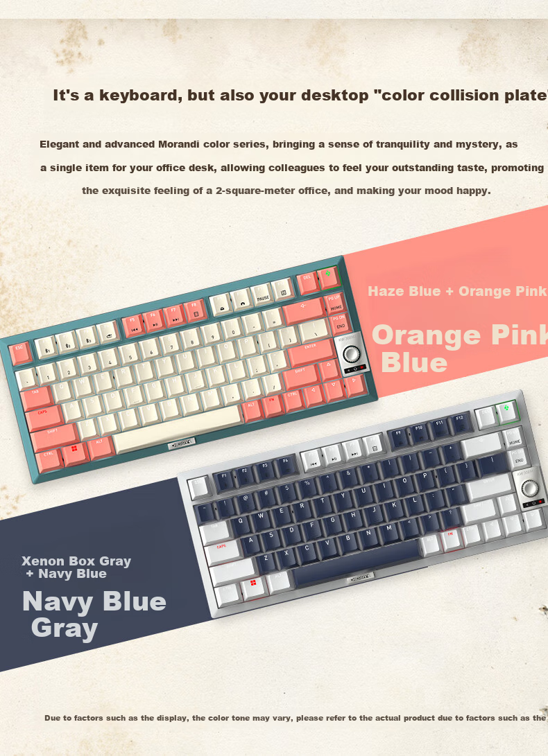 CHERRY KW300MX TKL Mechanical Keyboard, 81 Keys, New Vintage, Wireless Hot-Swappable, Compatible with MACMINI, for Gaming And Office Use, Navy Blue/gray, Brown Switches 4