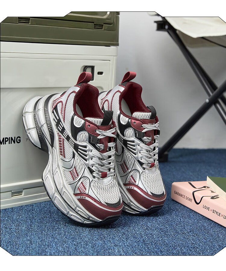 ZHR Silver Dad Shoes for Women, Trendy Sports Casual Couple Shoes, Thick-Soled Height-Increasing Women's Shoes, JT67 Silver, Size 38 22