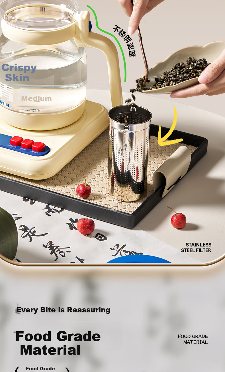BLAUPUNKT Ok Health Pot, Tea Kettle, Constant Temperature Kettle, Water Kettle, Quiet Sound Insulation All-In Mini Office Home Use Flower Tea Pot, Stew Pot, Small Bubble Anti-Stick Anti-Spill Crisp Skin Youth 15