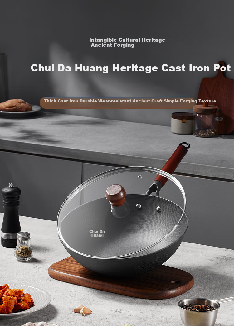 COOKER KING Cast Iron Wok, Flat Bottom Frying Pan, 30cm, Nitrided Anti-Rust, Suitable for All Stoves, Heritage CC30CG 1