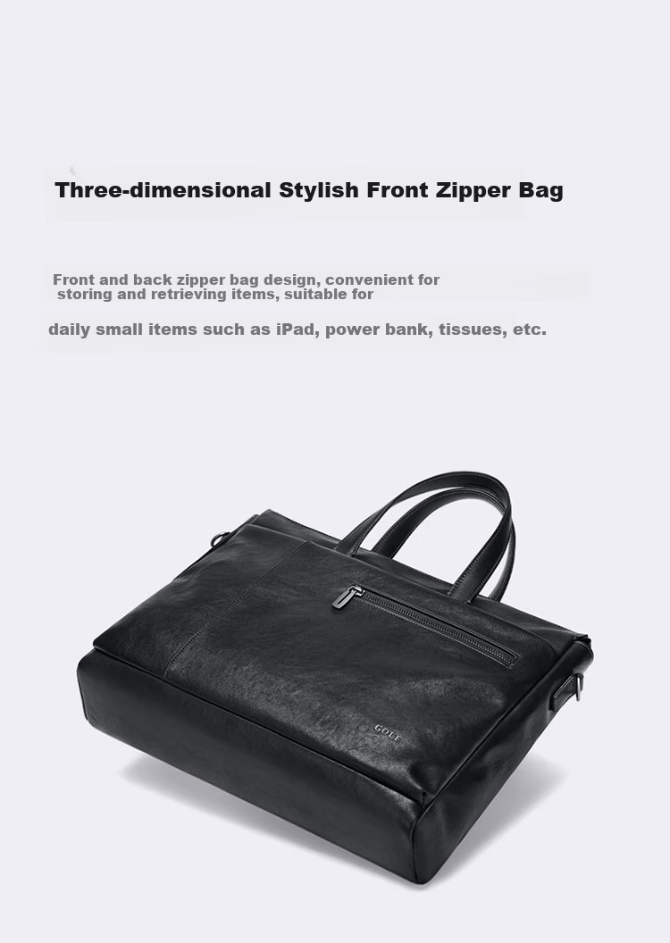 GOLF Business Briefcase, Men's Soft Leather Handbag, 15.6/16 Inch Laptop Bag, Office Travel Shoulder Crossbody Bag 4