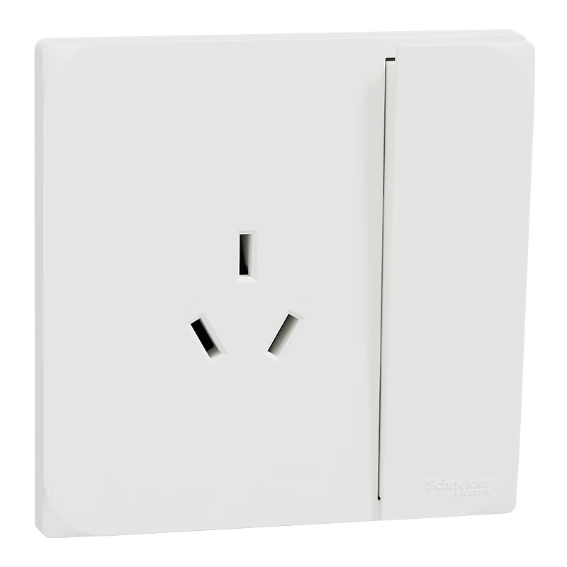 Schneider 10A Three-Hole Socket with Switch, 86-Type Single Switch Three-Hole Socket Panel, Huan Yue Series, Elegant White Color