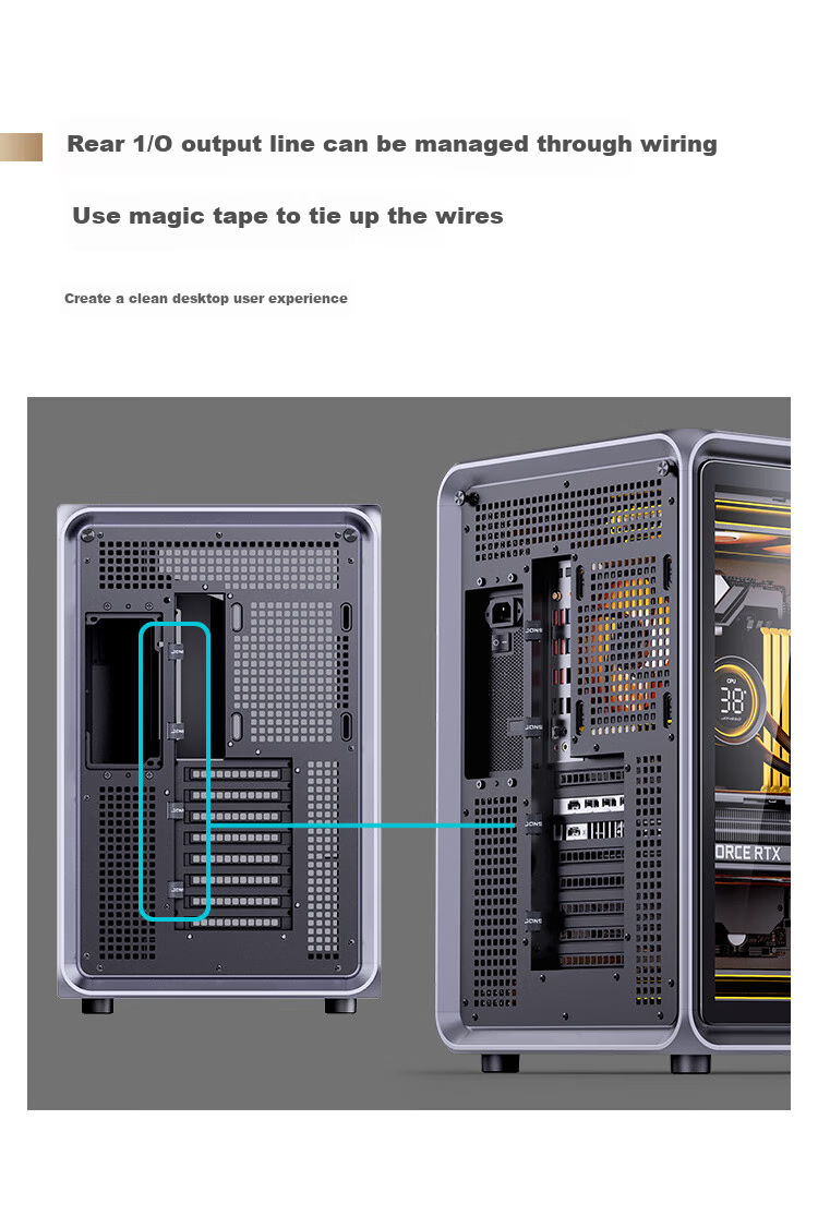 JONSBO BO400 ATX Aluminum Seaside Case (E-Sports Gaming, 360mm Water Cooling, 5V ARGB Lighting Effects, 10 Fan Positions, Aluminum Alloy GPU Bracket, ATX Power Supply Position) 18