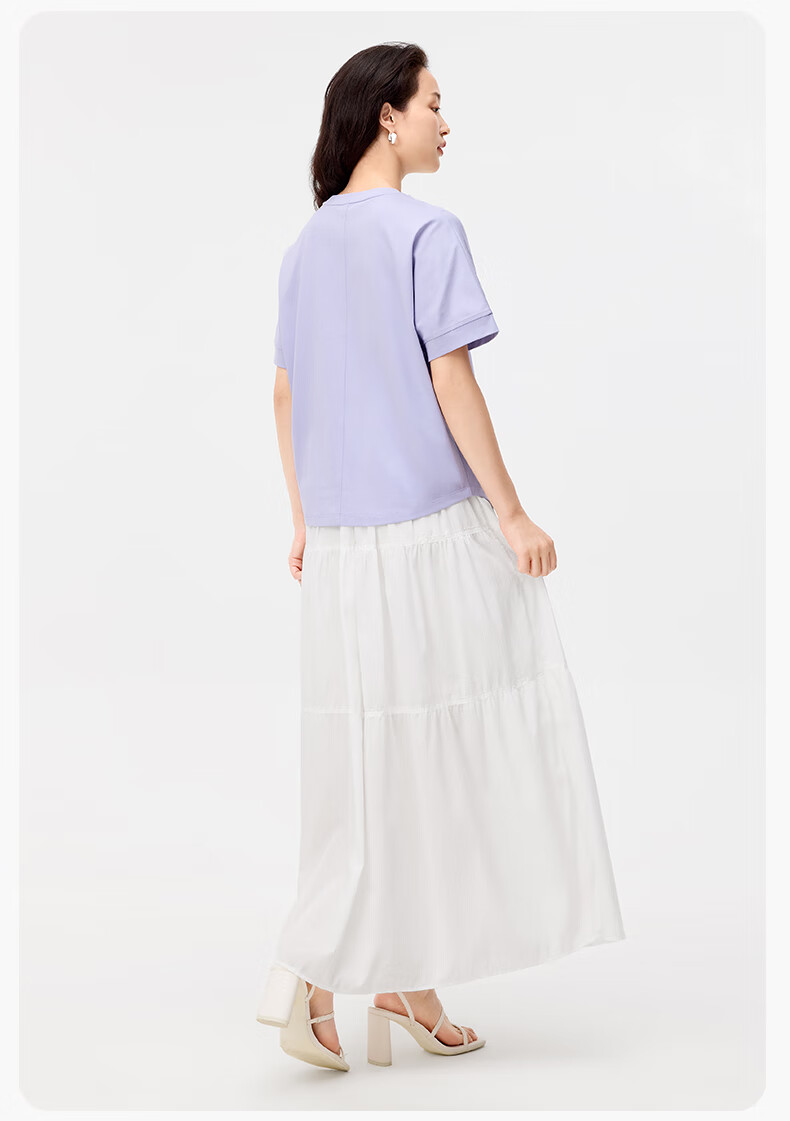 PurCotton 25th Anniversary Women's T-Shirt Cool Water Gloss Cotton Simple Versatile White (Women's) L(165) 19