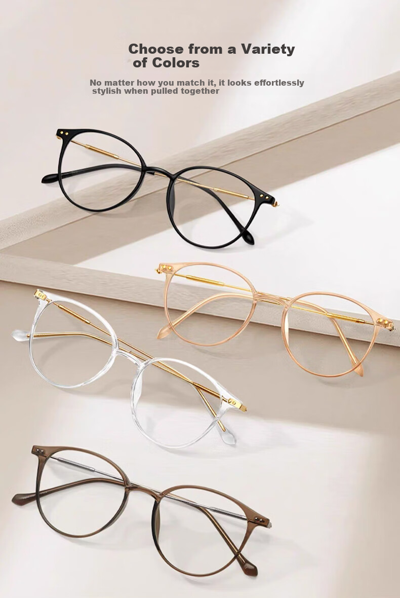 LOHO Lightweight Glasses for Women, Myopia Eyeglass Frames, Prescription Available, Blue Light Blocking, Slimming Effect for Large Faces, LH099014 9