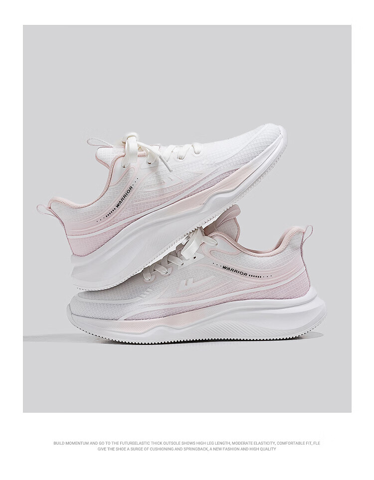 Warrior Official Women's Summer Flyknit Sports Shoes 2026 Women's Running Shoes White Pink (Leather) Size 37 10
