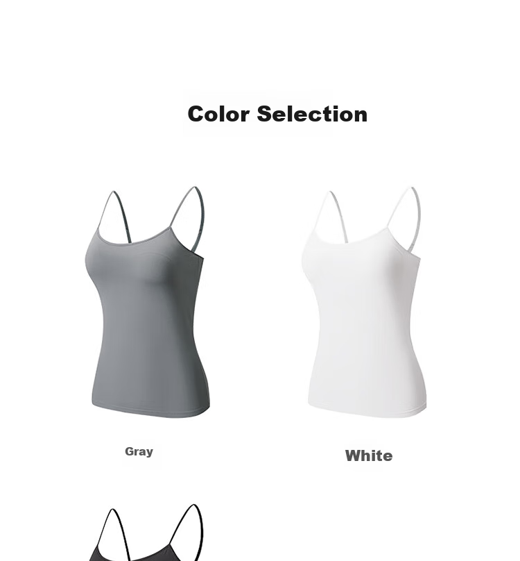 Hosa Women's Camisole Tank Top with Built-In Bra Pads, No Need to Wear Bra Separately, Outer Wear Undershirt Sleeveless Inner Layer, Black, L 14