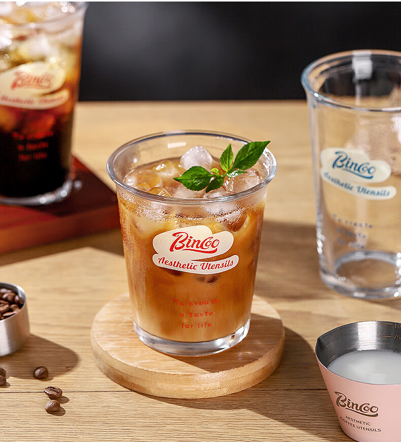Bincoo Glass Coffee Cup, Iced Americano Cup, Dirty Ice Latte Cup, Cold Drink Summer Ins Transparent Cup, Can Be Placed in Dishwasher 17