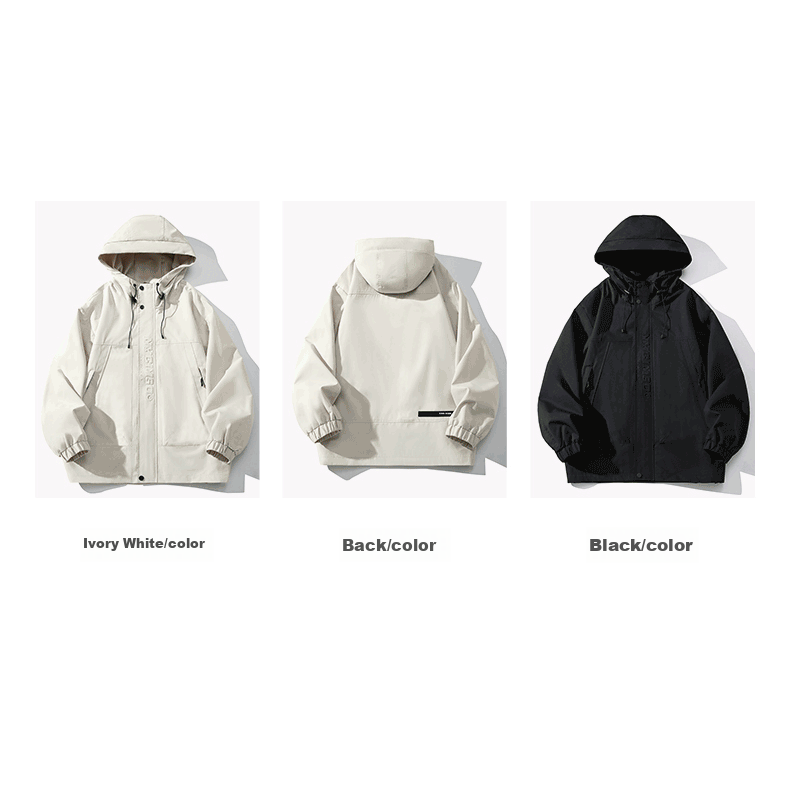 Foss Phil Men's Jacket, Spring And Autumn Outdoor Casual Sports Loose Versatile Hooded Windbreaker Top FPJK9 Black XL 8