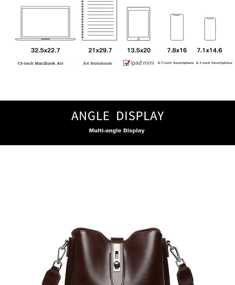C.BANNER Leather Handbag, Women's Bucket Bag, Soft Leather Shoulder Crossbody Bag, Light Luxury Birthday Mother's Day Gift, Practical Present for Mom 7