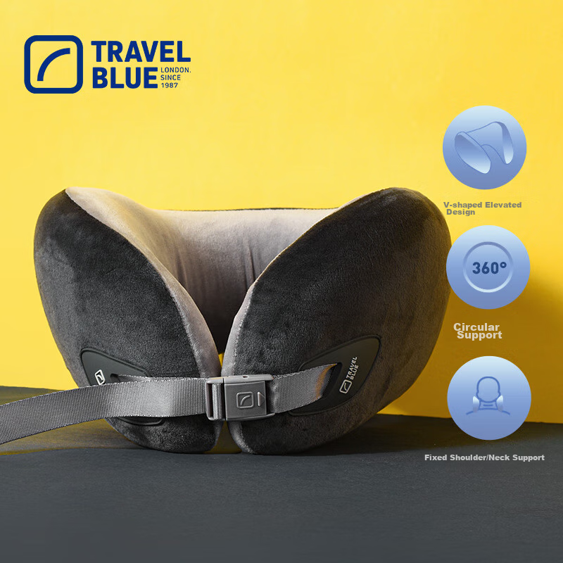 Подушка для путешествий TRAVEL BLUE, ортопедическая, с V-образной поддержкой, для шеи, для сна в самолете, поезде, офисе