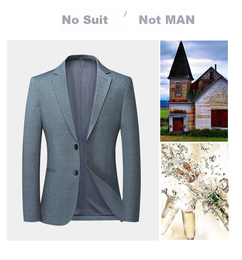 FIRS Easy-Care Men's Suit Jacket, Spring And Autumn New Style, Simple Casual Blazer for Men, Blue, Size 185 6