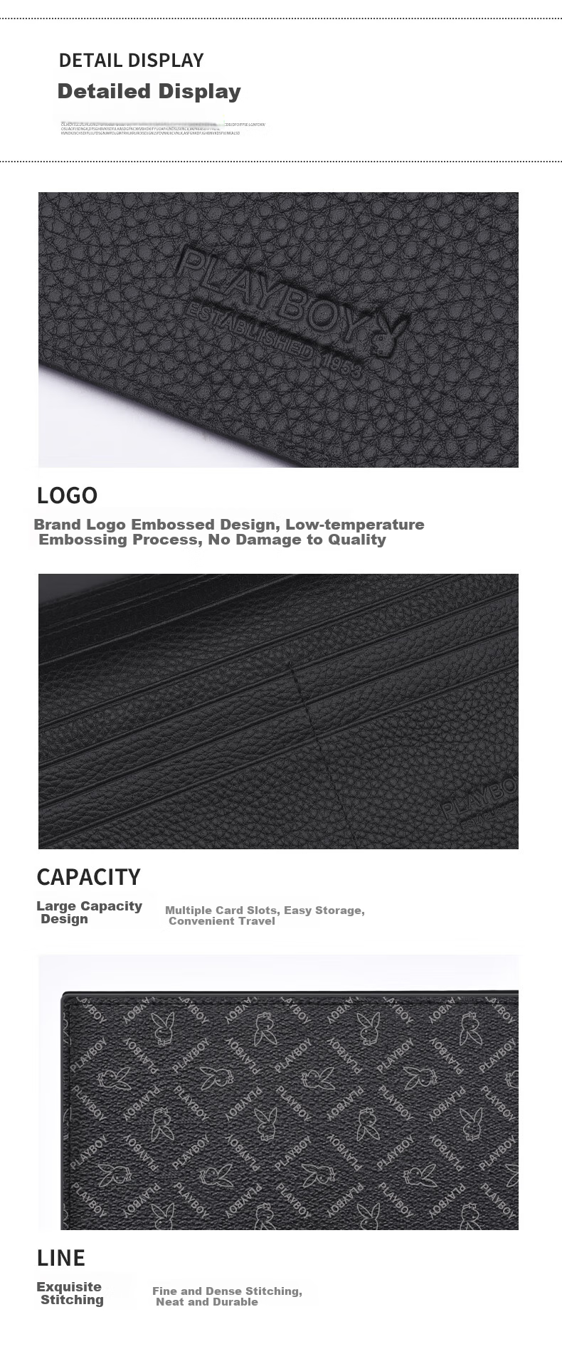 PLAYBOY Wallet, Men's Long Multi-Card Slots Fashionable ID Document Holder, Lightweight Multifunctional Purse for Students, Birthday Gift 8