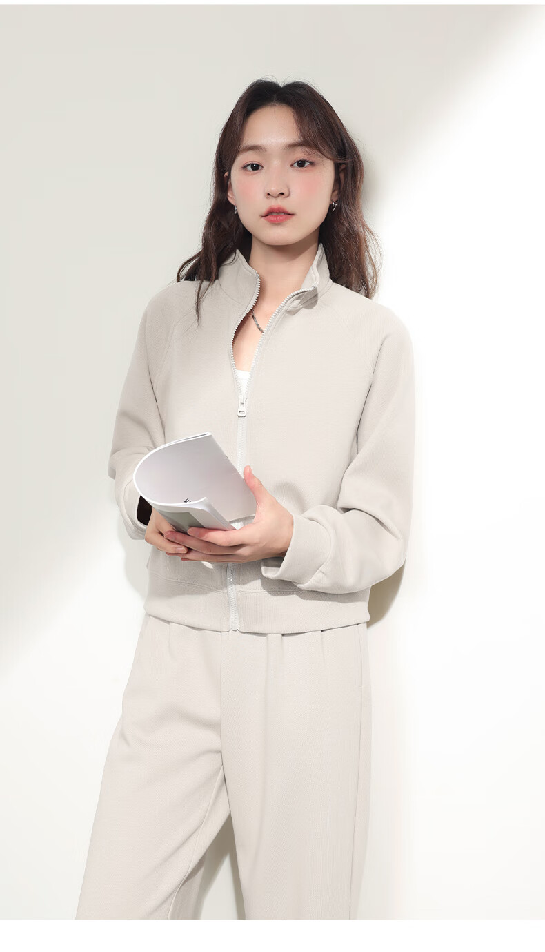 MJ STYLE Stand-Collar Cardigan Jacket for Women, Spring And Autumn 2026, Loose-Fitting Casual Versatile Short Style, Petite Sporty Long-Sleeve Top 12