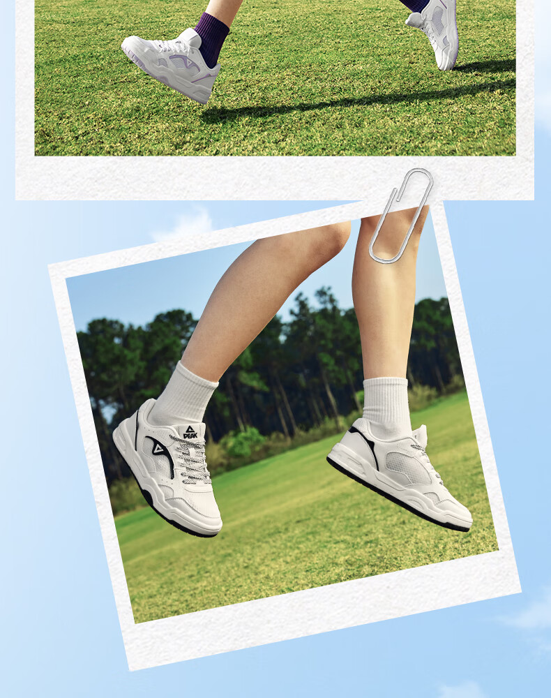 PEAK Taiji White Sneakers for Women, Summer Mesh Breathable Wear-Resistant Versatile Casual Shoes, Thick-Soled Height-Increasing Sports Shoes DB520118 7