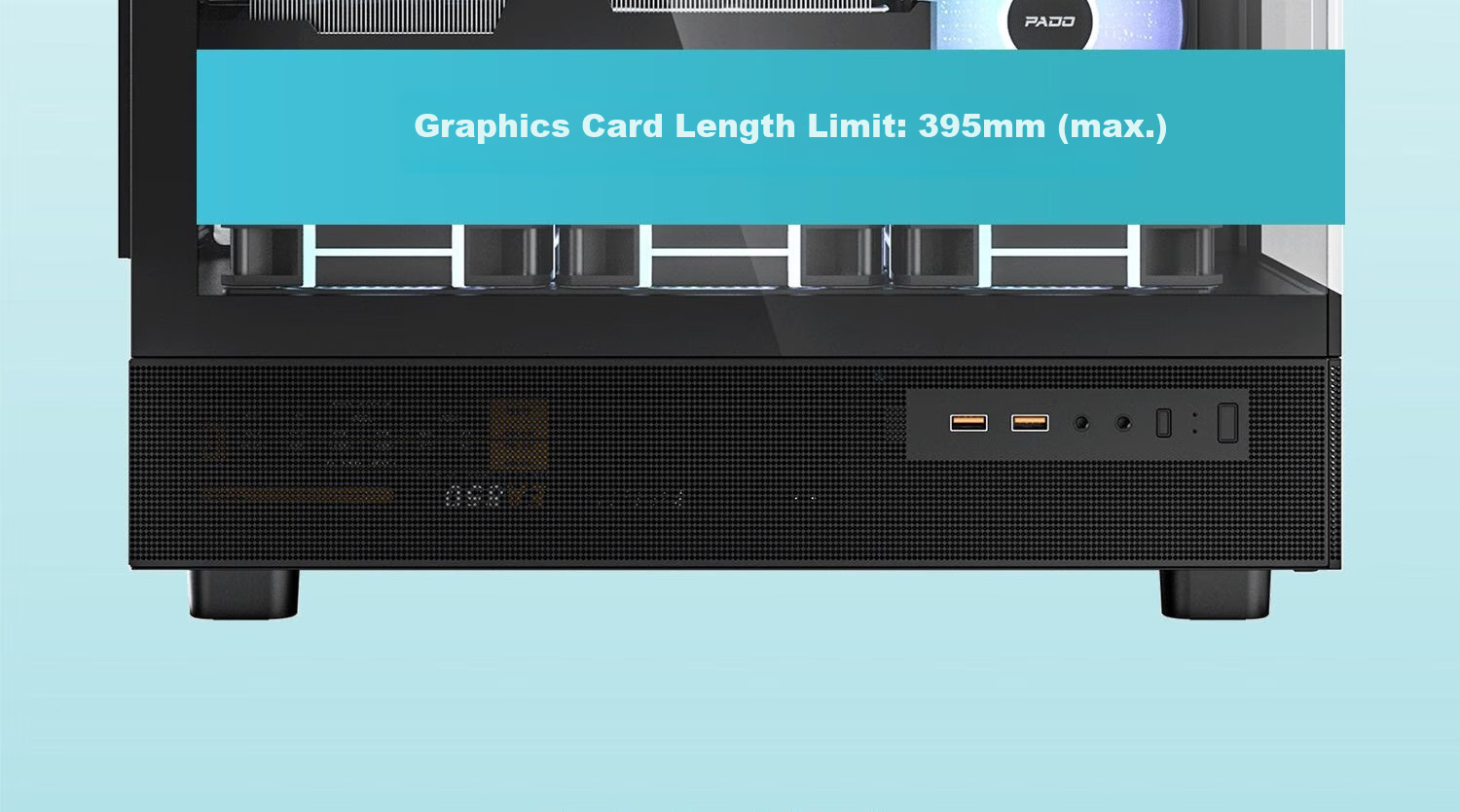 PADO Baize 360U Black Computer Desktop Chassis (MATX/Quick-Release Tempered Glass Panel/Back-Mounted Motherboard/Side-Zone/360mm Water Cooling/9 Fan Positions) 13