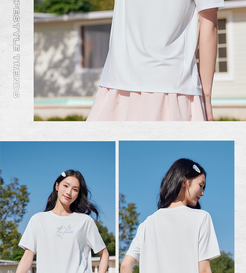 361° Women's Short Sleeve Spring Summer New Sports T-Shirt Quick-Dry Loose Casual Running Top 662624113-1 16