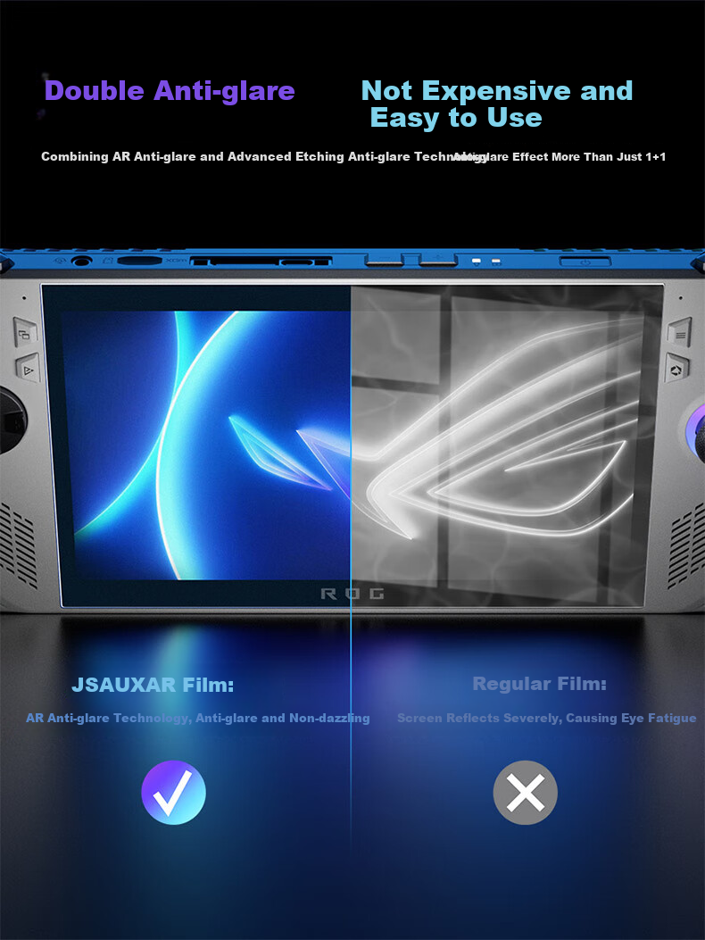 JSAUX Few Shuo Compatible with ASUS ROG Handheld Allux Tempered Glass Screen Protector, ROG Protective Film, Anti-Fingerprint, All X Accessory, Second-Generation Screen Film, High-Definition Anti-Glare 2