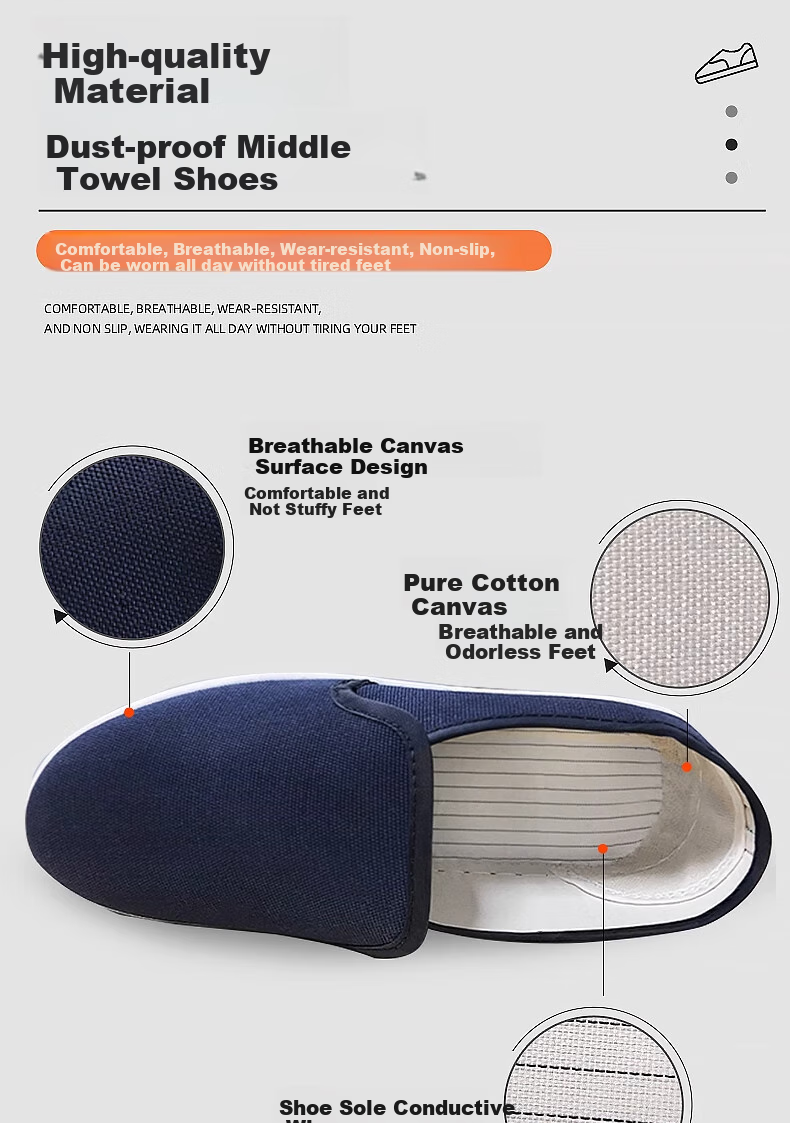 Mulang Anti-Static Mid-Top Shoes, Thickened Soft Sole, for Food Factory Clean Room, Specialized for Men And Women, Dust-Proof Non-Slip Breathable Work Shoes, Blue PU Mid-Top Shoes, Size 45 4