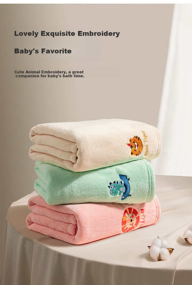 Xinandai Children's Bath Towel, Baby Bathrobe, Coral Fleece Bath Towel, Soft, Highly Absorbent, Quick-Drying, Baby Bath Towel, Infant Towel 9
