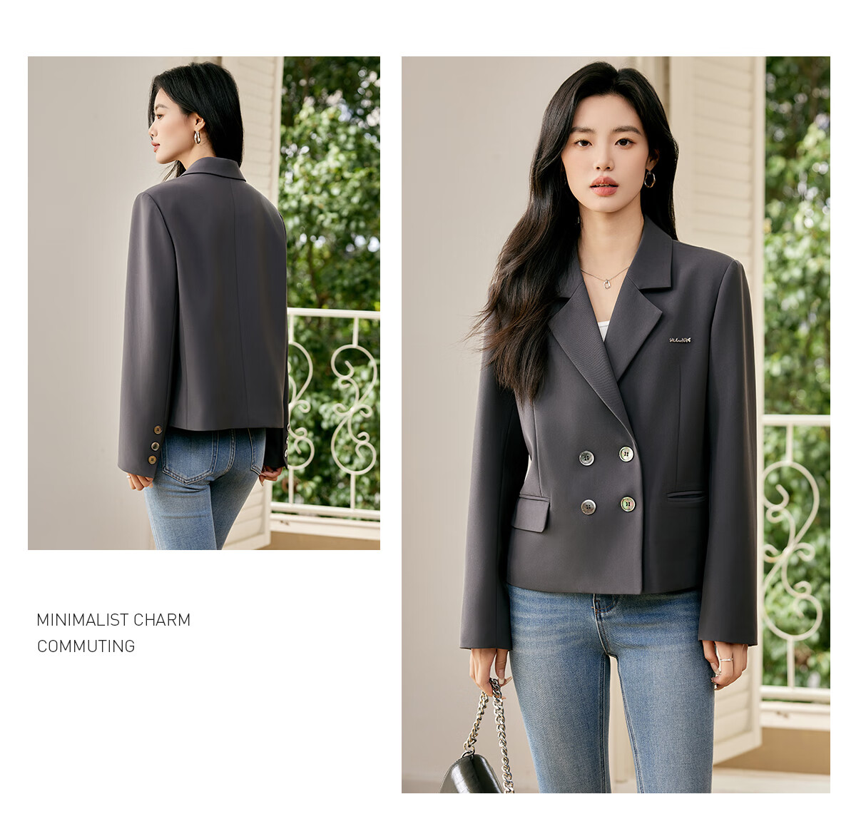 Taxiang Short Blazer Jacket for Women, Spring And Autumn High-End Style, Elegant Women's Suit Jacket Cardigan Top T51D035 7