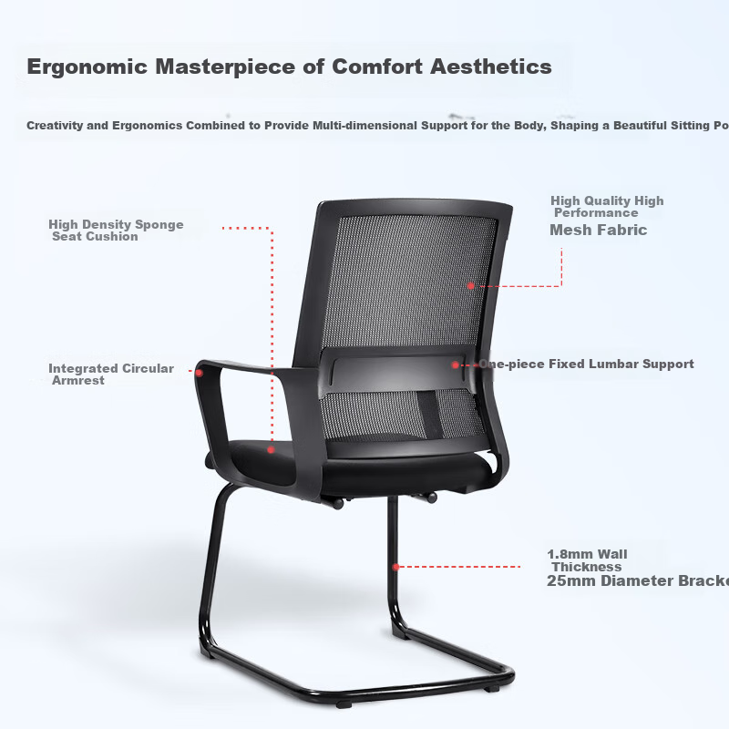 Deli 87091 Computer Chair, Ergonomic Office Chair for Writing And Study, Home Office Chair, Swivel Chair, Staff Meeting Chair