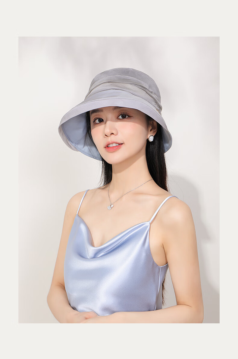 FANCET Mulberry Silk Sun Hat for Women, Summer Elegant Rolled-Edge Hat, Lightweight Silk Sun Protection Fisherman Hat, Birthday Gift for Elders 17