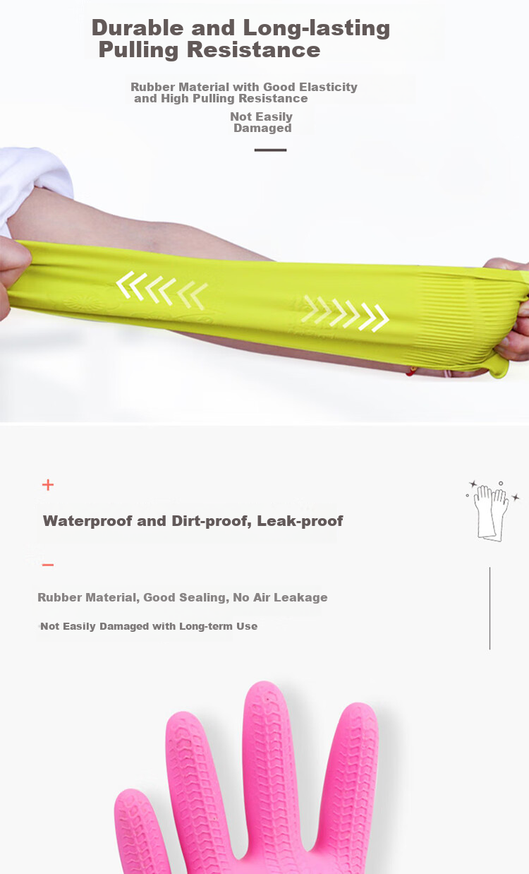 Kelinlai Natural Rubber Gloves, Medium Size M, Green Long Style, Imported from Vietnam, Non-Slip, for Cleaning, Household Chores, Kitchen And Food Use 9