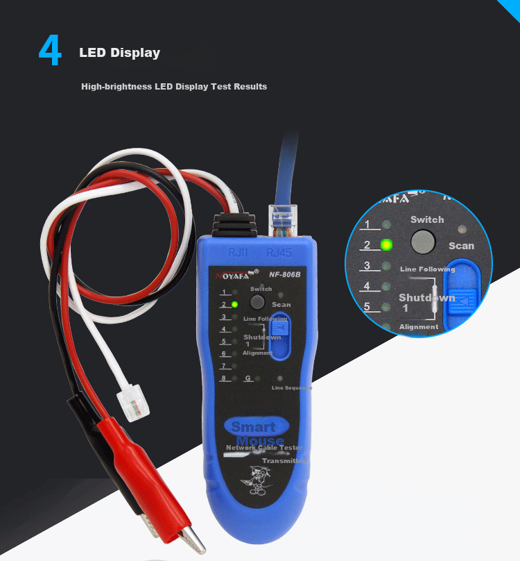 Jingmingshu NF-806R Cable Tracker, Network Tester, Wire Finder, Line Detector, Cable Tester, Network Cable Tester, Cable Locator 7