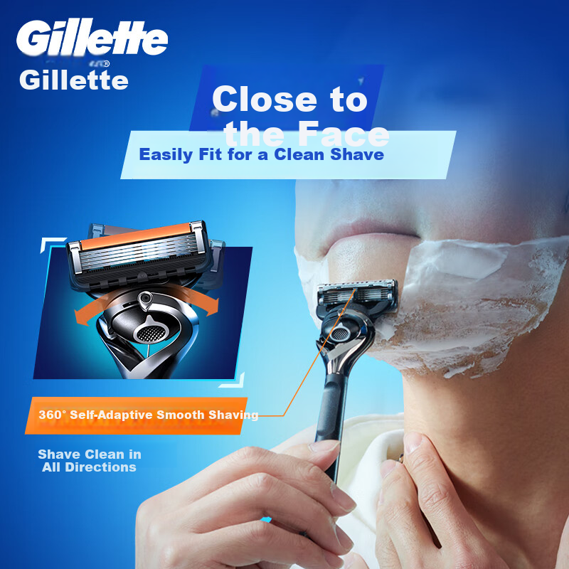 Gillette Manual Razor Fusion5 ProShield 1 Razor Handle 5 Razor Heads 5-Layer Blades Manual Shaver Birthday Gift for Men to Boyfriend Non-Lucky