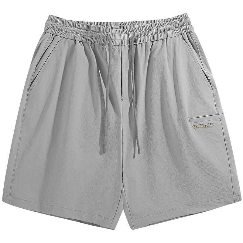 DANCING WOLVES [Four-Way Stretch] Summer Loose Breathable Elastic Shorts Outdoor Style Men's Casual Shorts 804 Gray White L