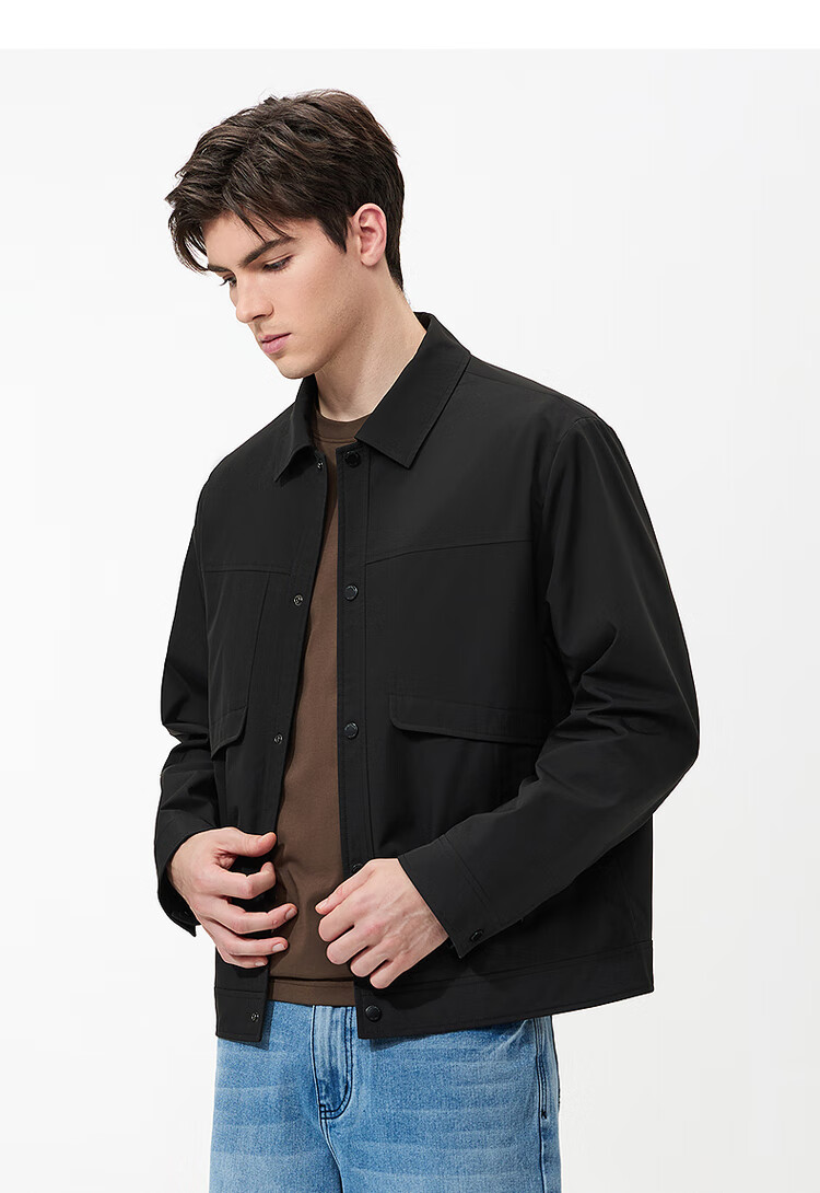 DANCING WOLVES [Fine Check Pattern] Lapel Jacket with Split Design, Trendy Casual Jacket for Men, 001 Black, 2XL (185cm) 4